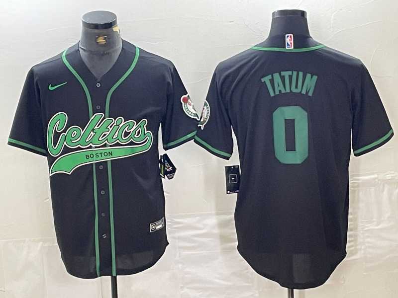 Mens Boston Celtics #0 Jayson Tatum Black Cool Base Stitched Baseball Jersey->->NBA Jersey